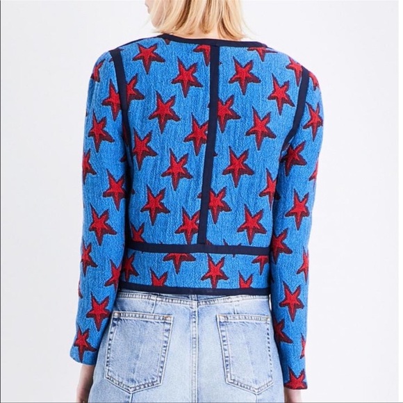 Sandro 4th of July Bristol Star Embroidered Crop Jacket Sz 36 - Picture 3 of 11